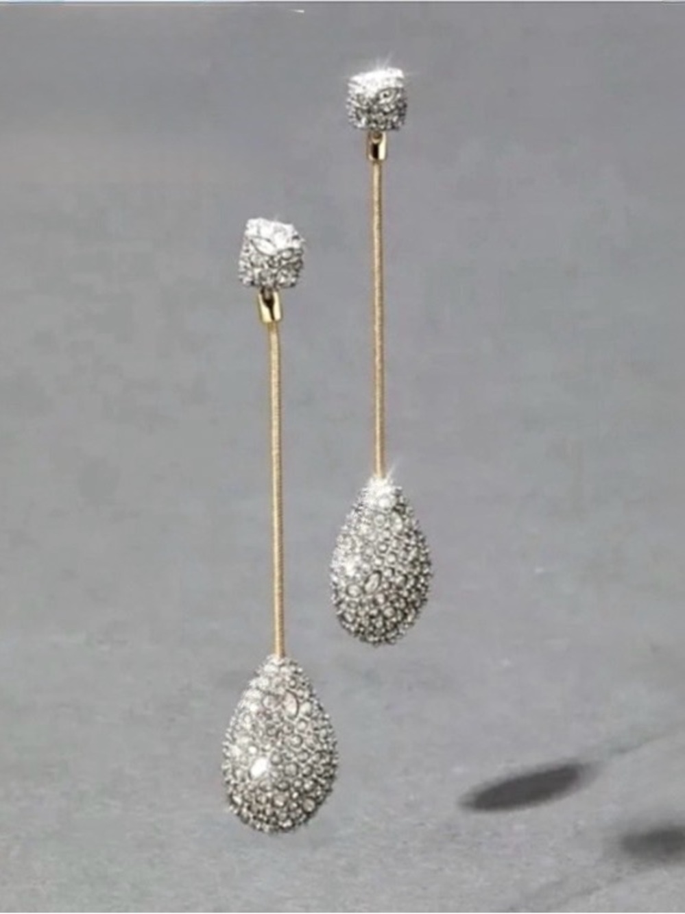 ALEXIS BITTAR Teardrop Drop Earrings Silver Gold C Z Origami AU03